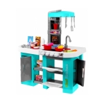 iMex Toys dětská kuchyňka s tekoucí vodou a lednicí tyrkysová se světky a zvuky