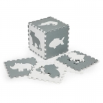 iMex Toys Vzdělávací pěnová podložka puzzle zvířátka šedá/krémová