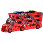 iMex Toys Vystřelovací tahač červený + 6 autíček