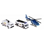 iMex Toys Velká modrá garáž s vrtulníkem a hrací podložkou Město