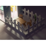 Derrson XXL dřevěný domeček pro panenky 123cm s LED osvětlením a terasou