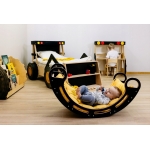 iMex Toys Montessori dřevěná houpačka černá 85cm + žlutý polštář