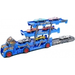 iMex Toys Vystřelovací tahač modrý + 6 autíček
