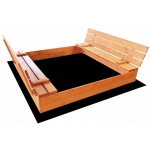 Derrson Pískoviště dřevěné s krytem/lavičkami velké předvrtané impregnované 140x140cm